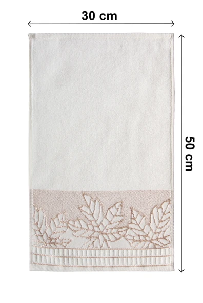 Çınar Jakarlı 6’lı Kadife Pamuklu El ve Yüz Havlu Seti 30x50 cm - 00434- Gold - Resim 4