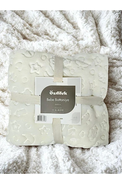 Özdilek Embos Bebek Battaniyesi 100x120 - Krem - Resim 2