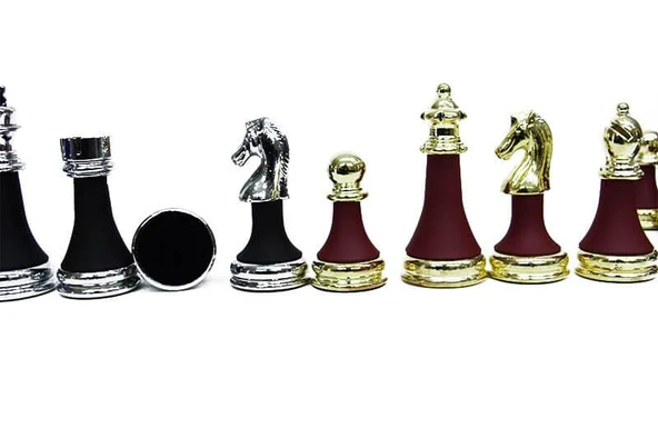 Satranç Taşı Zamak Polyester Bordo Siyah - Resim 5