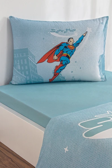 Özdilek Özdilek Superman Hero Tek Kişilik Lisanslı Lastikli Çarşaf Çocuk Nevresim Takımı - Resim 3