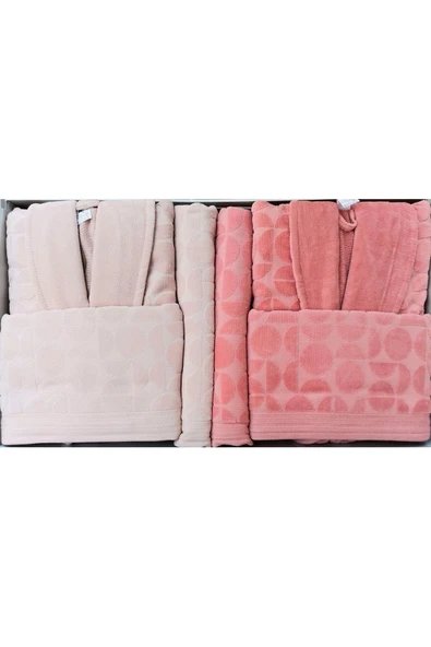 Özdilek Circular Aile Bornoz Seti Kiremit-Bej ürün görseli 1