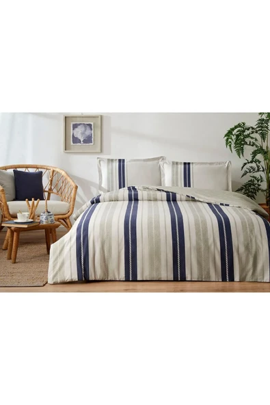 Özdilek Marine Line Tek Kişilik Ranforce Nevresim Takımı - Bej - Resim 4