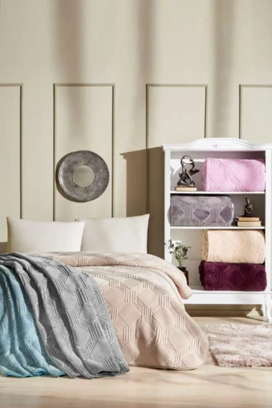 Özdilek Trendy Art Deco Cameo Rose Çift Kişilik Battaniye 220x240 Cm - Resim 3