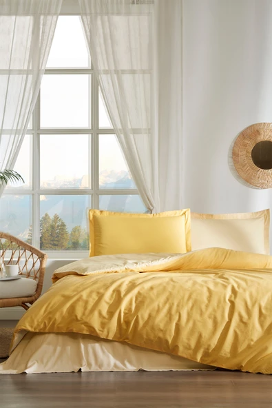 Özdilek Colormix Bal Sarısı Gold Çift Kişilik Ranforce Nevresim Takımı ürün görseli 1