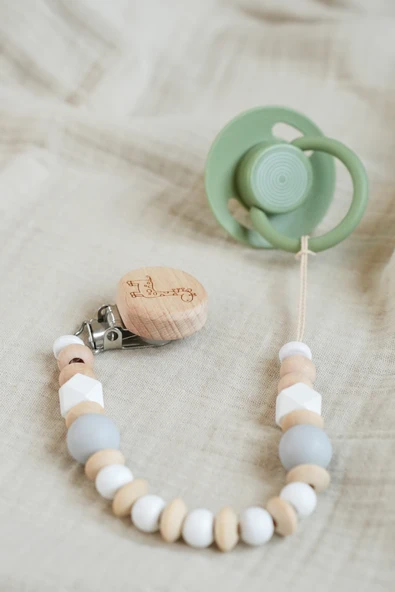 Freesure Ahşap Emzik Zinciri- Emzik Askısı - Emzik Tutucu - Resim 3