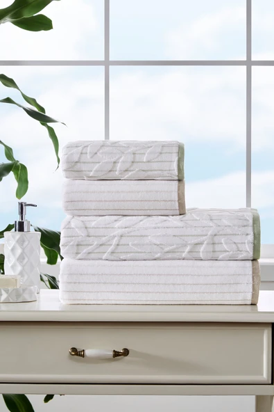 Özdilek Leaf Stripe Kadife Aile Seti - Resim 3