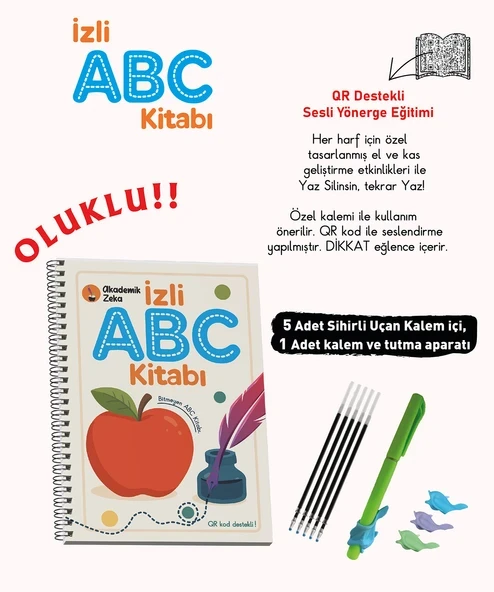 akademik Zeka İzli Abc Kitabı ( 1 adet sihirli uçan kalem-aparatı ve 5 adet kalem içi) ürün görseli 1