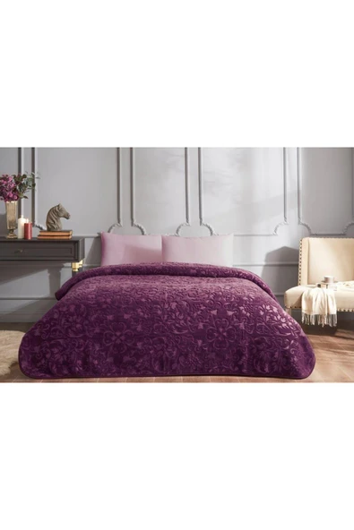 Özdilek Trendy Art Deco Tek Kişilik Battaniye Mürdüm 155x220 - Resim 3