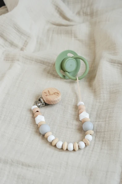 Freesure Ahşap Emzik Zinciri- Emzik Askısı - Emzik Tutucu - Resim 4