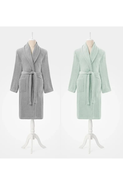 Özdilek Colourist Aile Bornoz Seti Gümüş-Su Yeşili ürün görseli 1