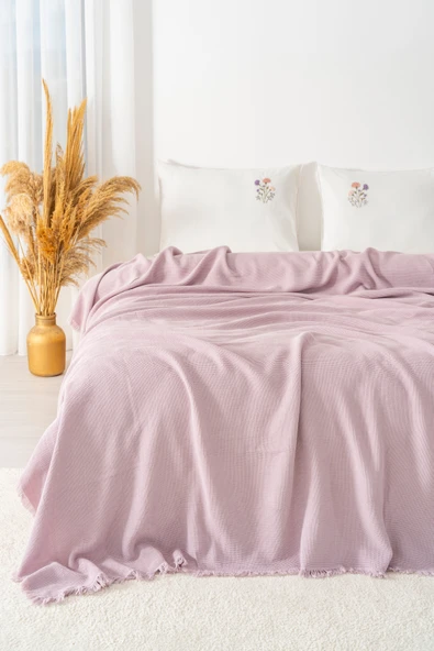 Missera Rose Nakışlı Çift Kişilik Pike Seti - 4 Parça Çeyiz Seti - Resim 2