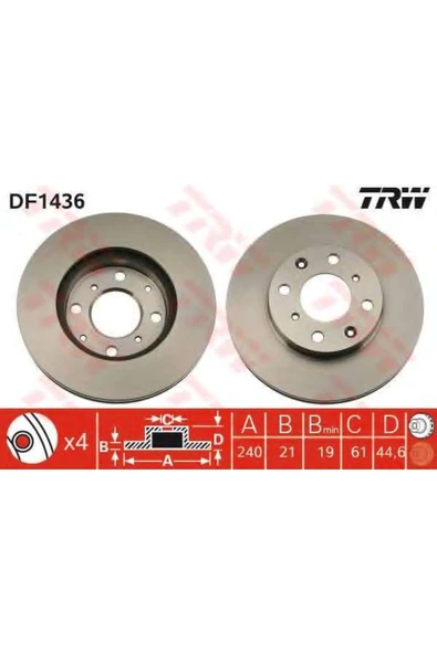 Ön Fren Aynası Havalı Cıvıc Iv V 1.4 1.5 1.6 16V 91/2.01 Rover Mg Zr Zs 01 240X21X4DLXHAVALI 4 ürün görseli 1