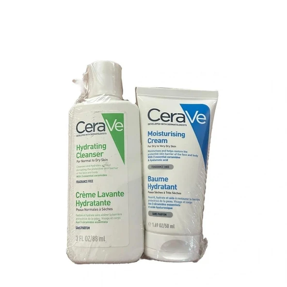 Cerave Hydrating Cleanser 88 ml + Moisturising Cream 50 ml ürün görseli 1