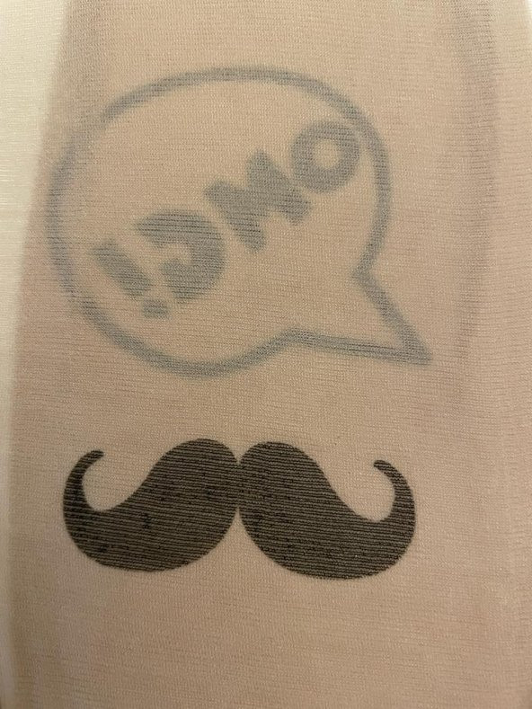 Külotlu Bayan Çorabı - Moustache / OMG Desenli - 2