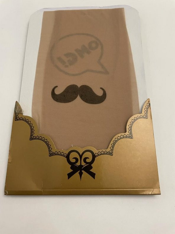 Külotlu Bayan Çorabı - Moustache / OMG Desenli - 3