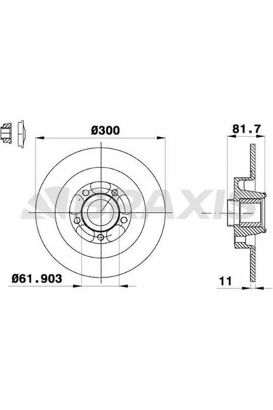 Fren Diski Arka Laguna Iıı Latıtude 1.5dcı / 1.6 / 2.0 (Rulmanlı) / (300 / 11MM) ürün görseli 1