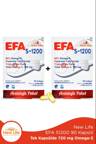 New Life Efa S-1200 Omega-3 90 Kapsül 2 Adet ürün görseli 1