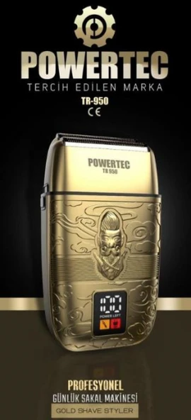 Powertec TR-950 Sakal Tıraş Makinası Altın Renk Kablosuz Kullanım ürün görseli 1