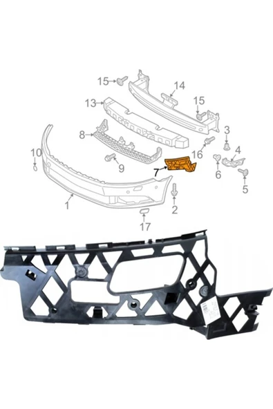 Vw cc Sol Ön Tampon Braketi 2012-2017 3C8807177 ürün görseli 1