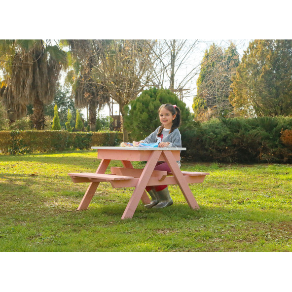 MANDU Ahşap Çocuk Piknik Masası (Kum havuzlu)