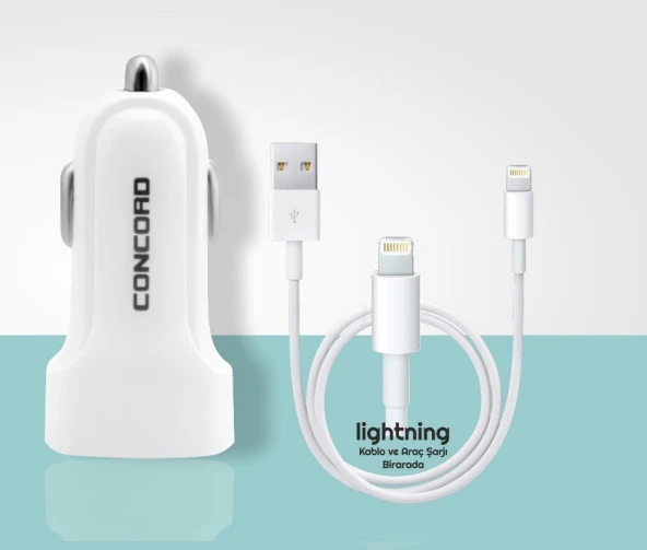 Concord C-759 İphone Lighting Hızlı Araç Şarj Seti 3.1A