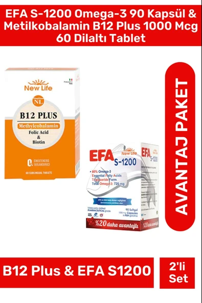 New Life B12 Plus 60 Tablet & Efa S-1200 90 Kapsül ürün görseli 1