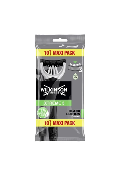 Wilkinson Sword Extreme 3 Black 10 Adet Erkek Kullan At Tıraş Bıçağı Hassas Cildler ürün görseli 1