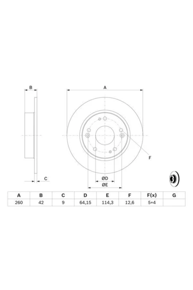 FREN DISKI ARKA DUZ (260 /9 8 MM) HONDA CIVIC 07-11 HB/SEDAN CIVIC 2012/> ürün görseli 1