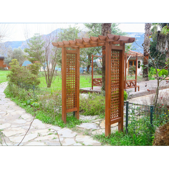 MANDU Ahşap Bahçe Giriş Kapısı ve Sarmaşık Bank (2 farklı kullanım) - 5