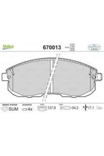 DISK FREN BALATA ON NISSAN JUKE (10>)/MAXIMA QX (94>99)/MAXIMA (88>94)/PULSAR (14>) ürün görseli 1