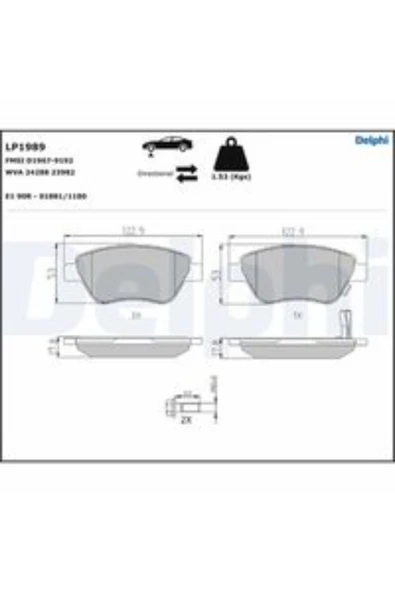 FREN BALATASI ON (122MM) CORSA D 1.0.1.2.1.3 CDTI 06- ürün görseli 1