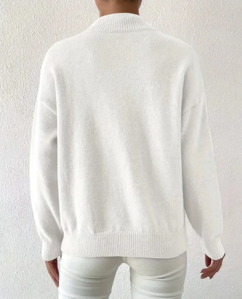 Lucky Life Kadın Uzun Kollu Balıkçı Yaka Triko Bluz - Resim 4