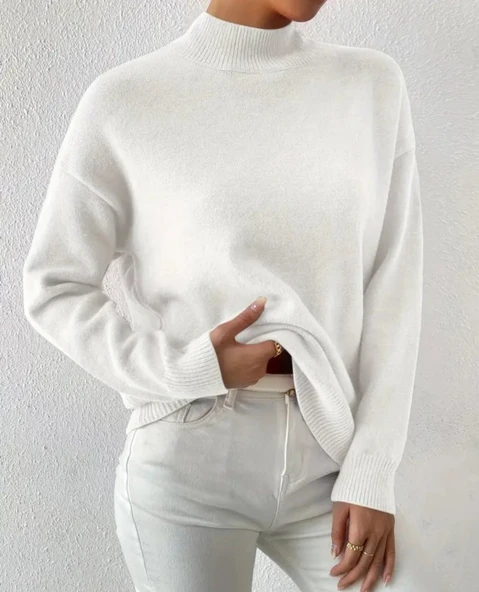 Lucky Life Kadın Uzun Kollu Balıkçı Yaka Triko Bluz - Resim 3