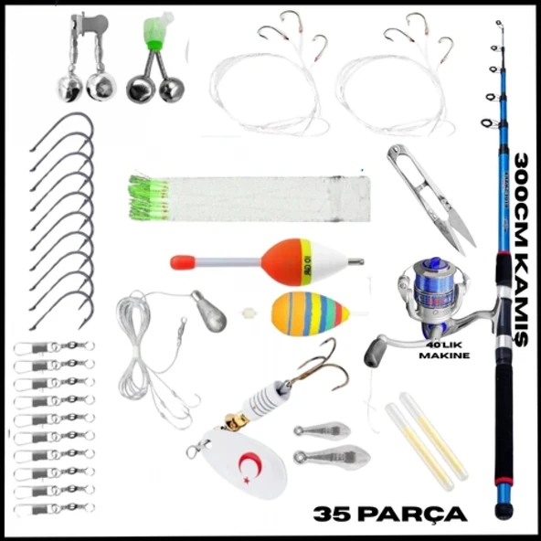 Uyguna-Yakala 300cm Kamış 30-60GR / 40'lık Makine 35 Parça Tam Takım Olta Seti -LER.100 ürün görseli 1