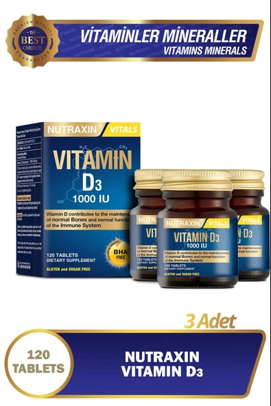 Nutraxin Vitamin D3 120 Tablet 3 Adet ürün görseli 1