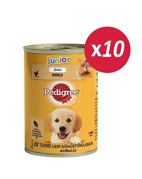 Pedigree Junior Tavuklu Yavru Konserve Köpek Maması 400 Gr*10 ADET ürün görseli 1