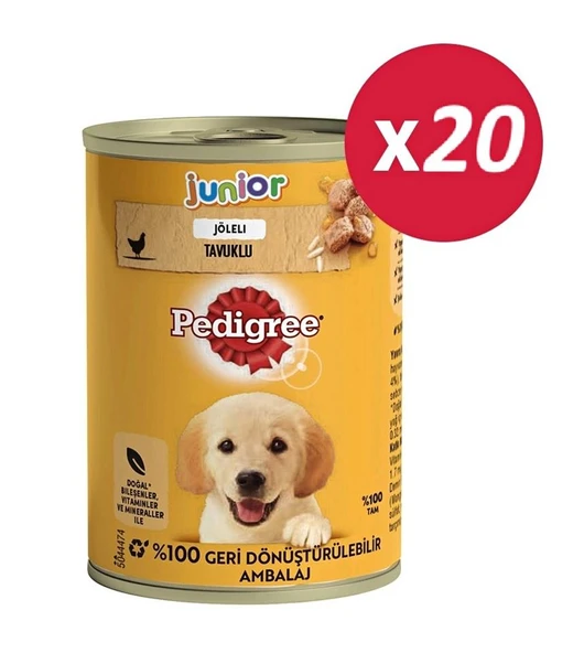 Pedigree Junior Tavuklu Yavru Konserve Köpek Maması 400 Gr*20 ADET ürün görseli 1