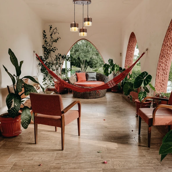 AVONNI AV-60193-3T-CPR Bakır Patina Boyalı Modern Avize E27 Metal Cam 40cm - Resim 3