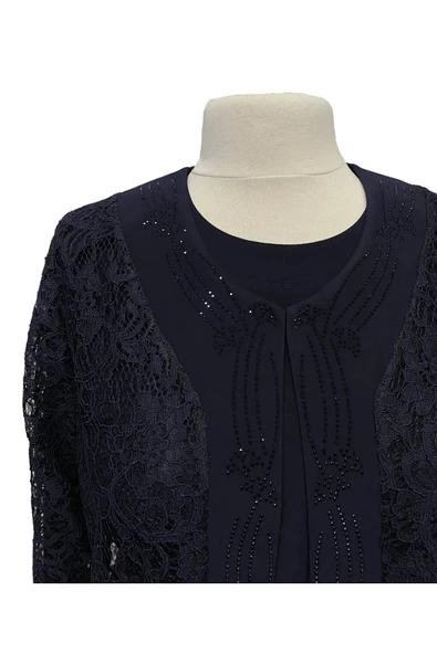 Lacivert Kader Ceketli Anne Abiye Takım - Resim 4