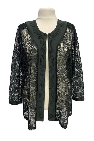 Yeşil Büyük Beden Demet Ceketli Anne Abiye Takım - Resim 6