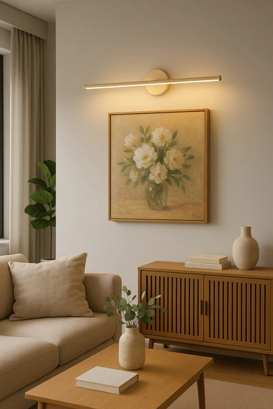 Netzy Sahara Glow™ Sahra Işıltısı 70 cm Modern Kablosuz Tablo Ayna Pilli Aplik Montajsız Duvar Lambası ürün görseli 1