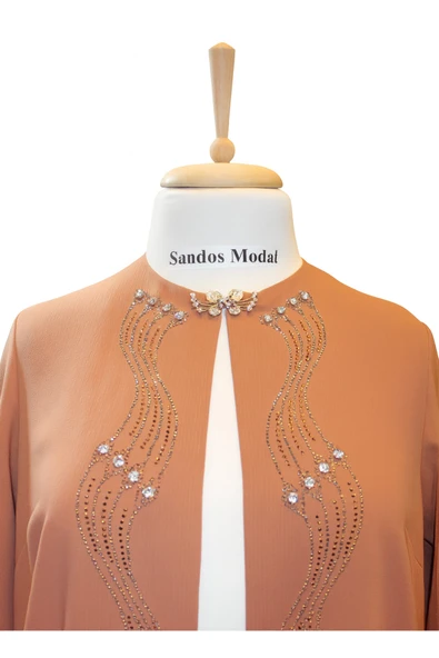 Önü Ve Kolu Taş Işlemeli Kaliteli Ikili Anne Tesettur Abiye Takım - Resim 4