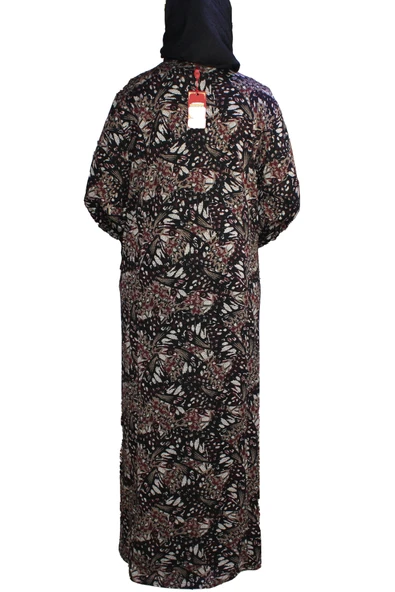 Kadın Demet Kuplu Boydan Kadife Çiçekler Siyah Elbise - Resim 4