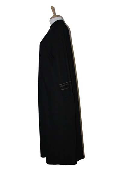 Kadın  Battal Mevsimlik Nakışlı Siyah Pardesü - Resim 5