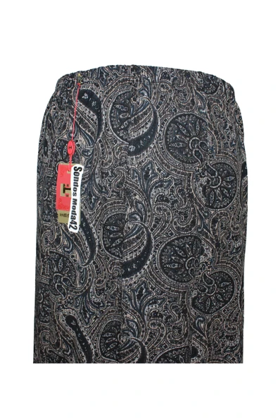 Kadın Çiçekli Desen Battal Beden 8 Parça Lastikli Mevsimlik Siyah Etek - Resim 2