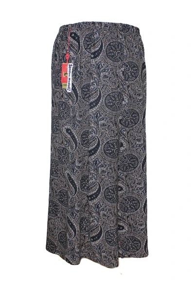 Kadın Çiçekli Desen Battal Beden 8 Parça Lastikli Mevsimlik Siyah Etek ürün görseli 1