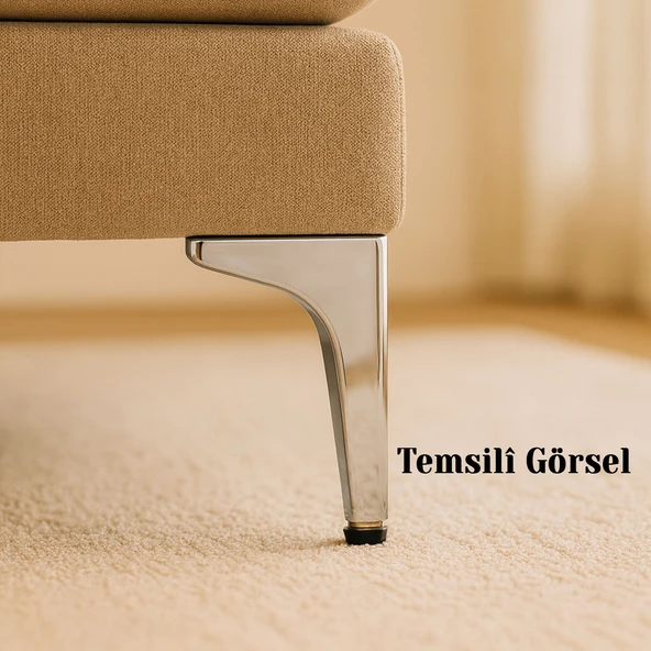 Mobilya Ayağı Dayanıklı Modern Tasarım Koltuk Sehpa Masa TV Ünitesi 17 cm Krom Gümüş Metal 4 Adet - Resim 5