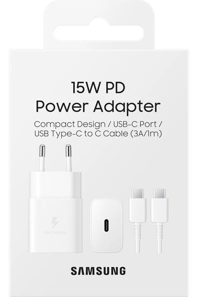 Samsung Galaxy A14 ve A04 USB-C 15W Hızlı Şarj Adaptörü + USB-C Kablo ( Samsung Türkiye Garantili) ürün görseli 1