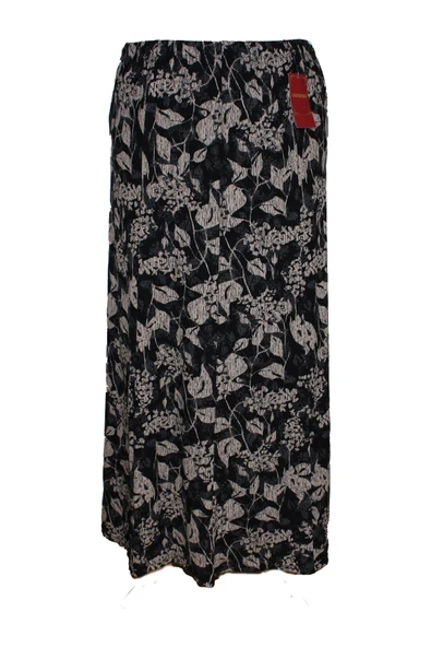 Kadın Battal Beden 8 Parça Kaliteli Lastikli Siyah Yaprak Desenli Etek ürün görseli 1