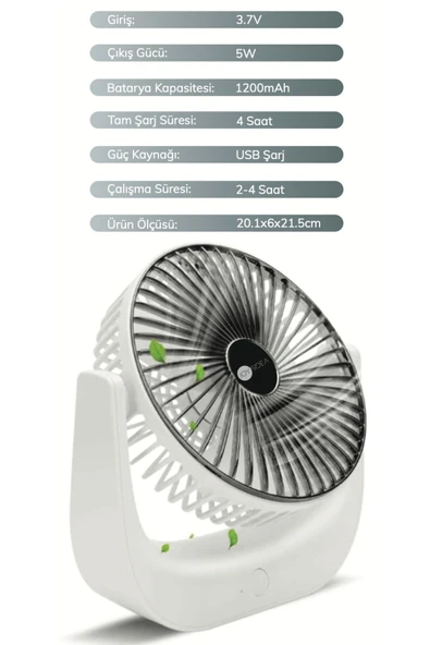 JOYSIDEA JOYSİDEA ŞARJLI MASAÜSTÜ VANTİLATÖR FN-70 - Resim 6